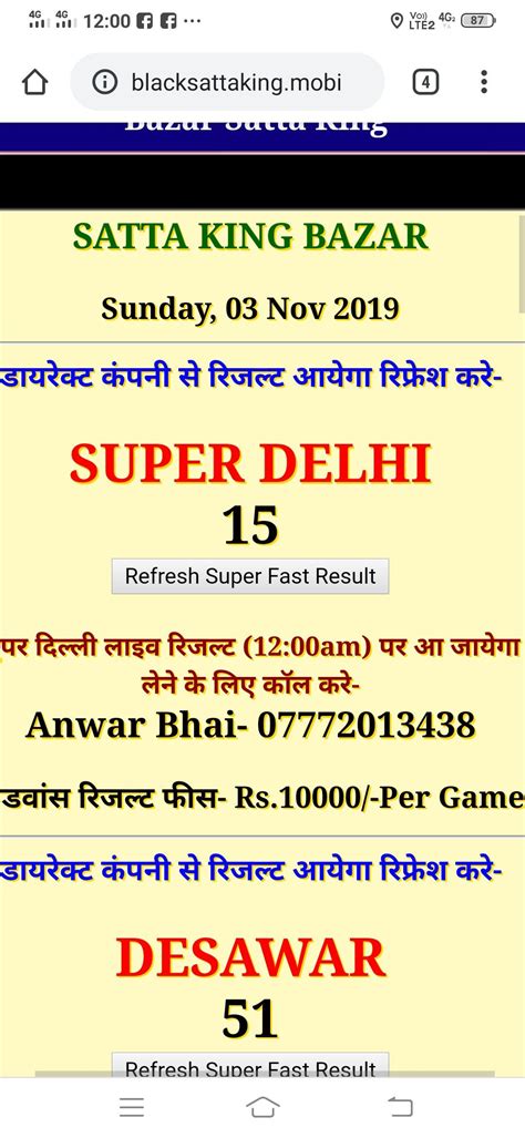today desawar result|satta result today.
